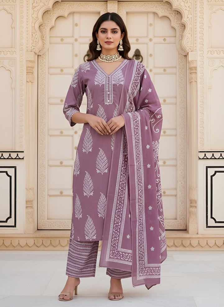 Printed Straight Kurta Set With Dupatta
