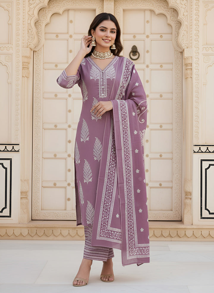 Printed Straight Kurta Set With Dupatta