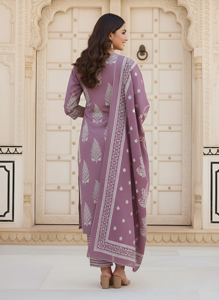 Printed Straight Kurta Set With Dupatta