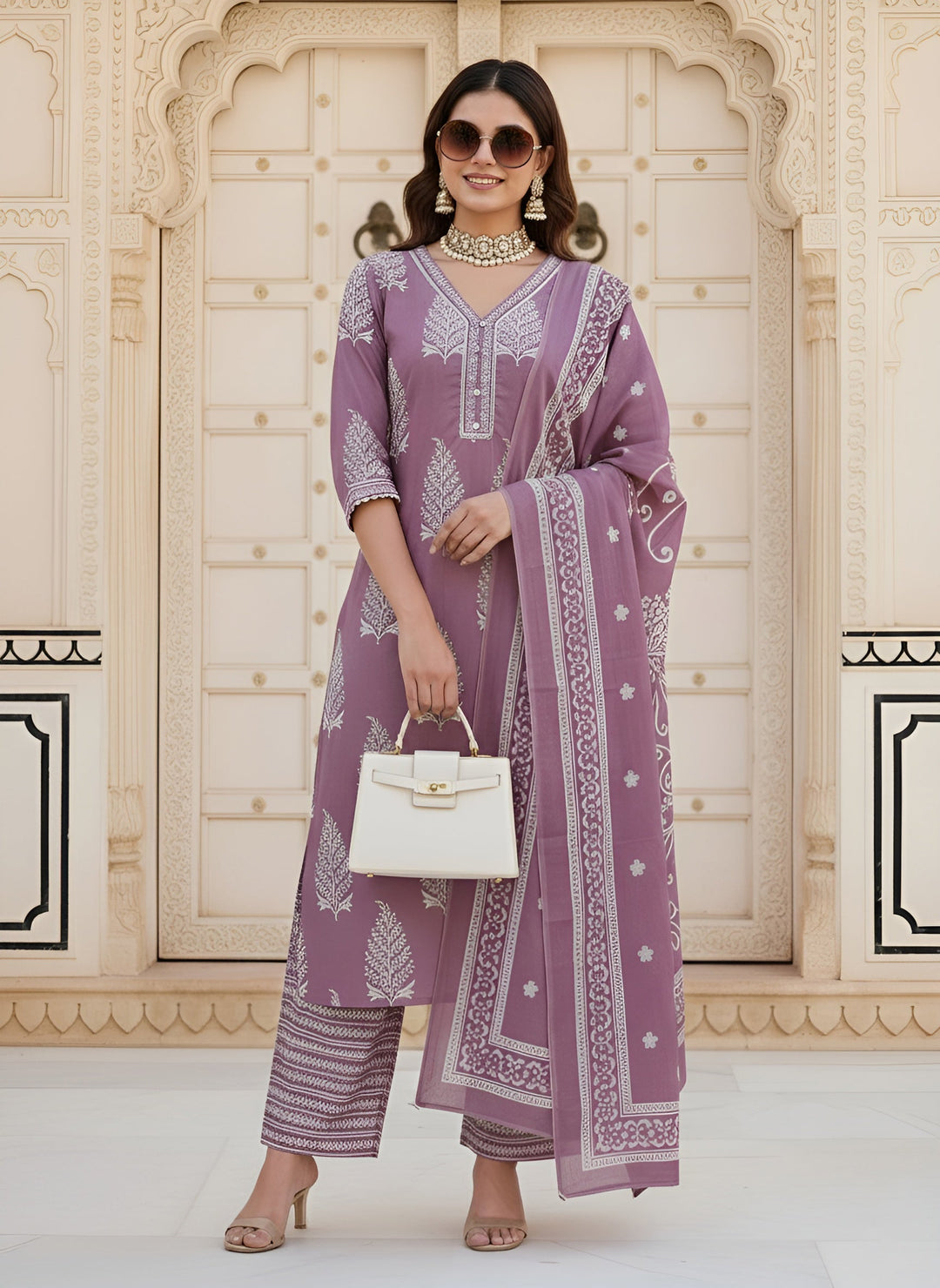 Printed Straight Kurta Set With Dupatta