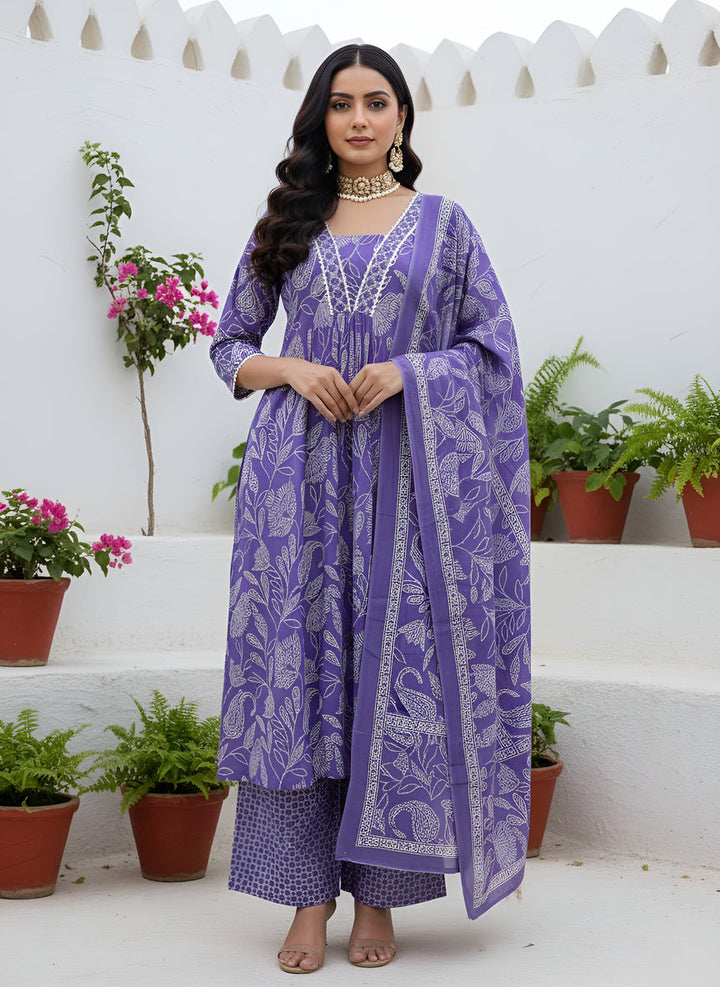 Printed Straight Kurta Set With Dupatta