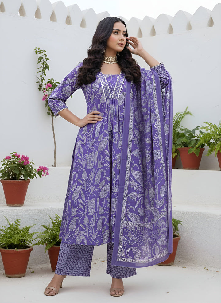 Printed Straight Kurta Set With Dupatta