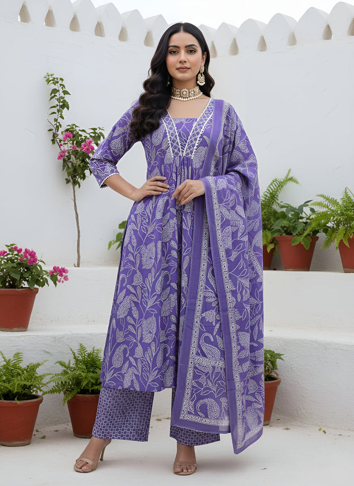 Printed Straight Kurta Set With Dupatta
