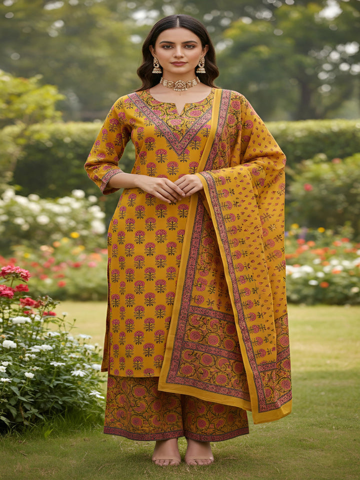 Printed Straight Kurta Set With Dupatta