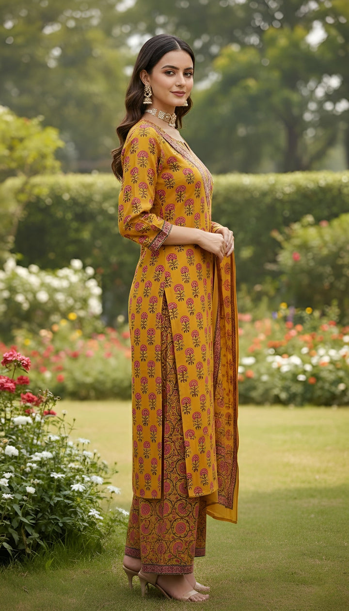 Printed Straight Kurta Set With Dupatta