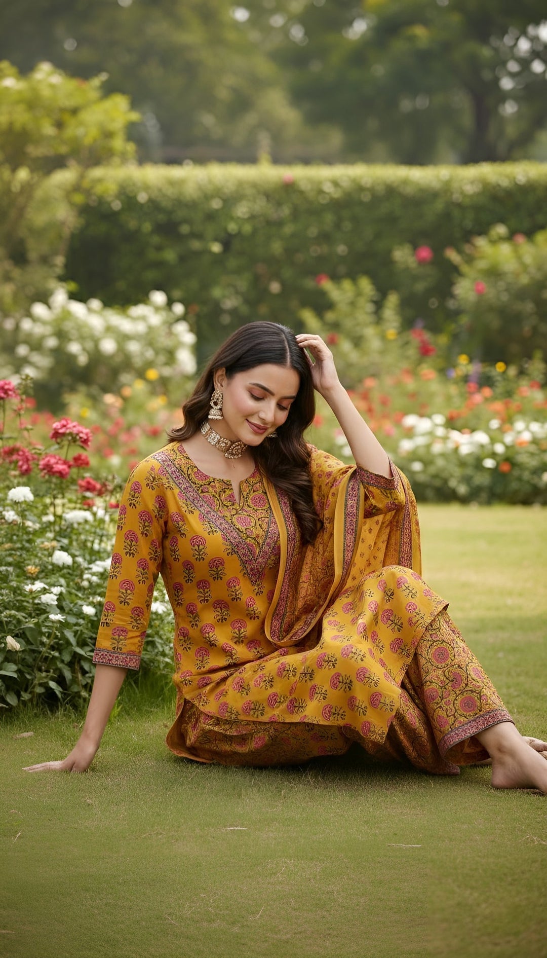 Printed Straight Kurta Set With Dupatta