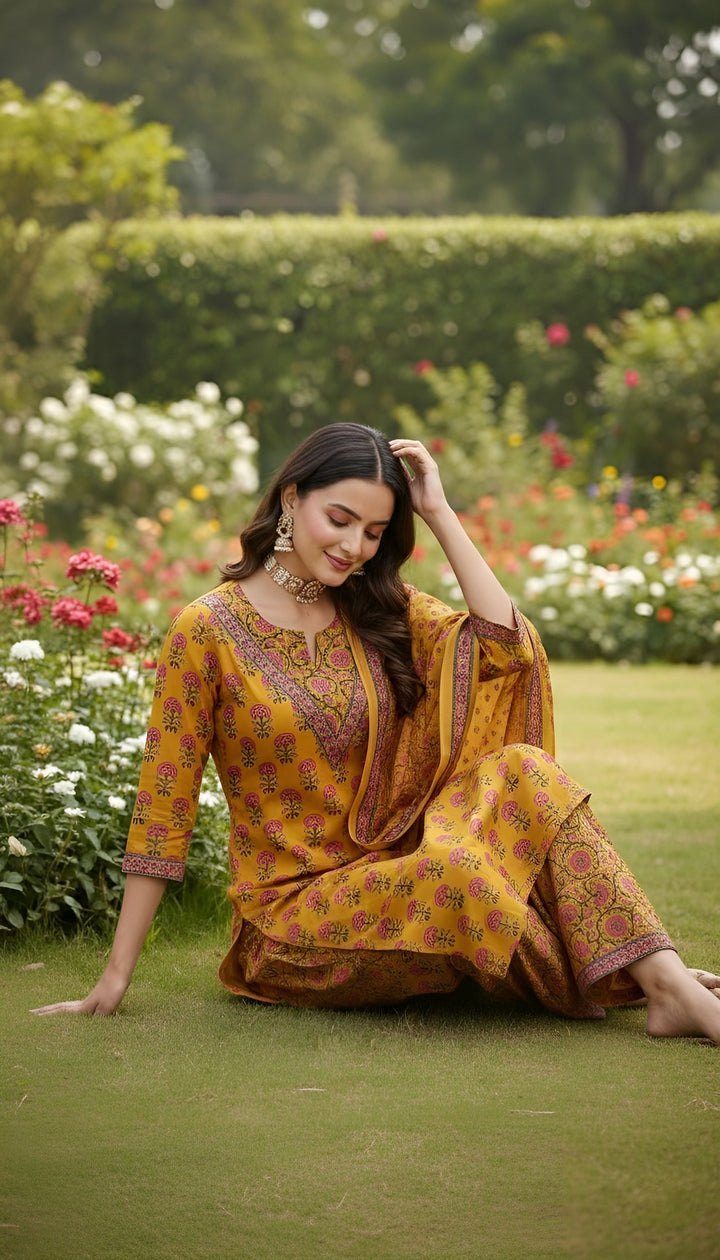 Printed Straight Kurta Set With Dupatta