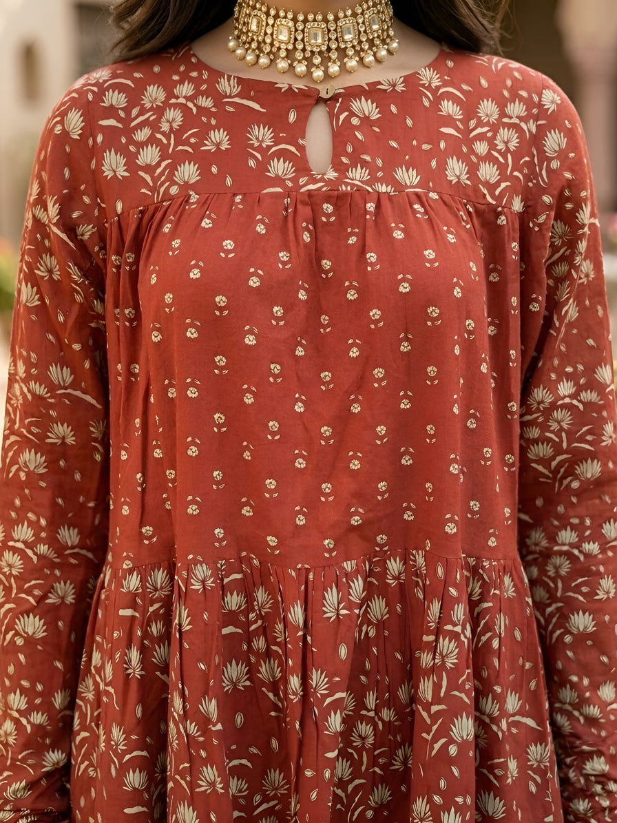 Printed Anarkali Kurta Set With Dupatta