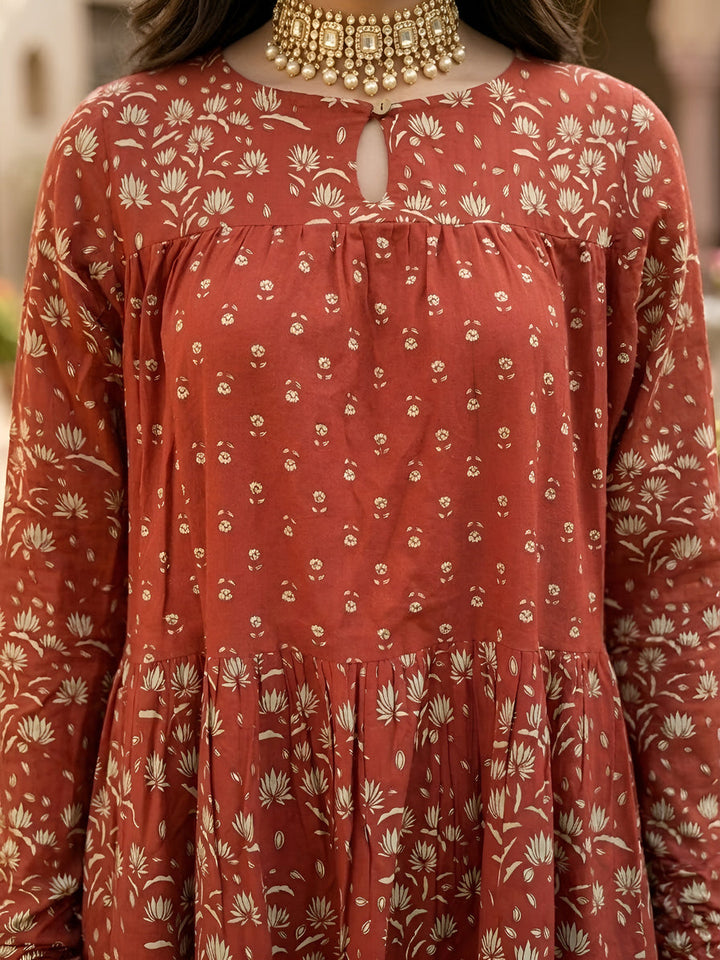Printed Anarkali Kurta Set With Dupatta