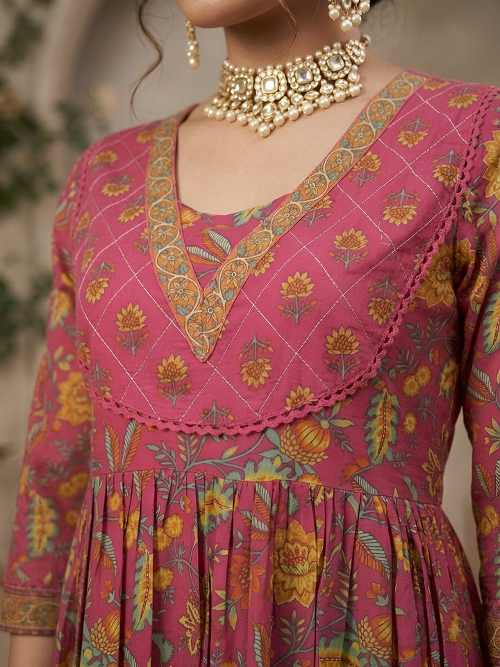 Printed Anarkali Kurta Set With Dupatta