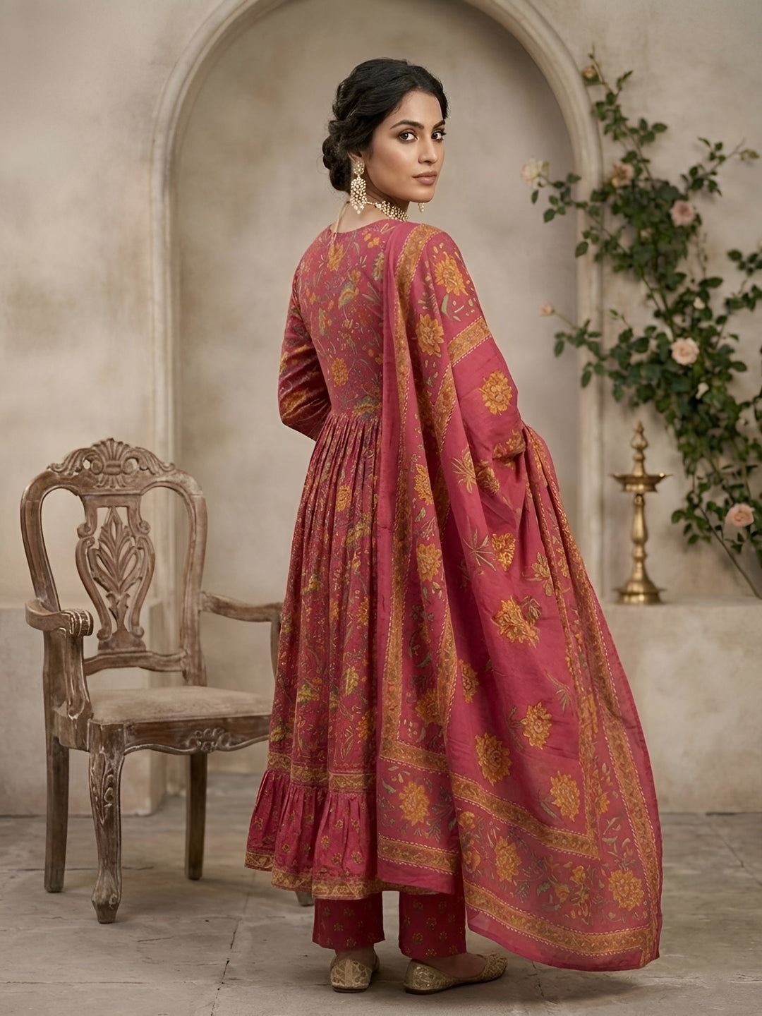 Printed Anarkali Kurta Set With Dupatta