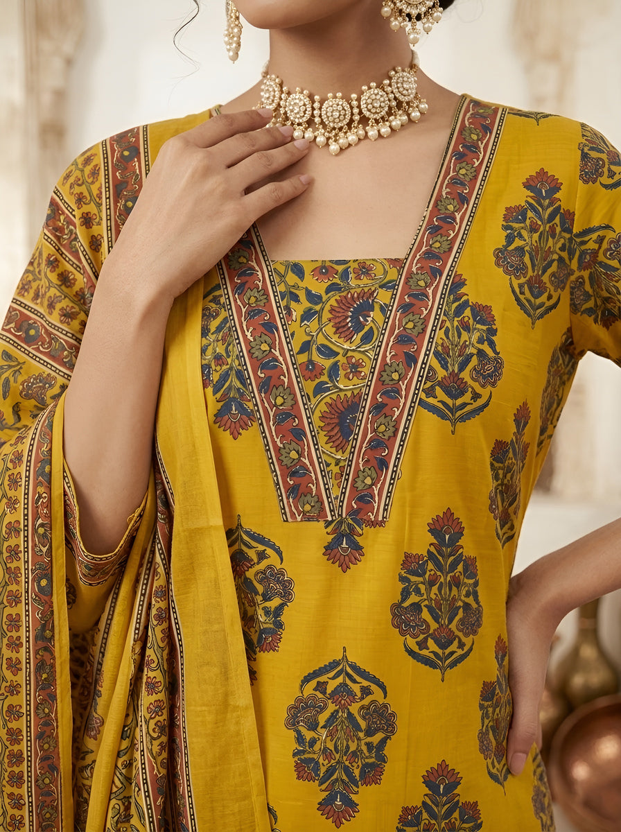 Printed Straight Kurta Set With Dupatta