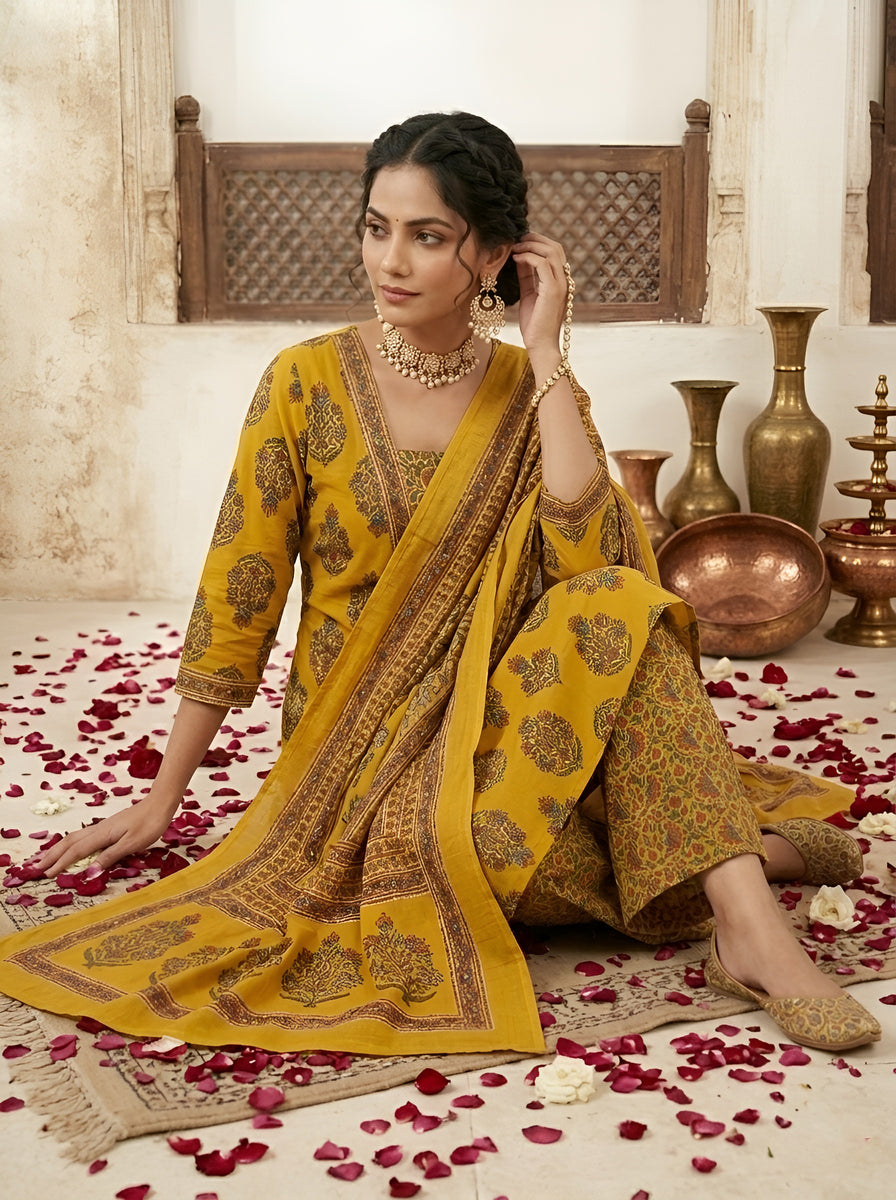 Printed Straight Kurta Set With Dupatta