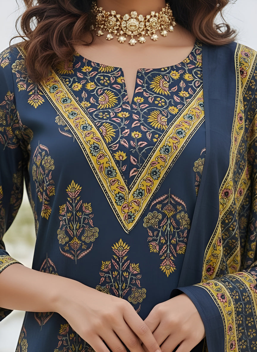 Printed Straight Kurta Set With Dupatta