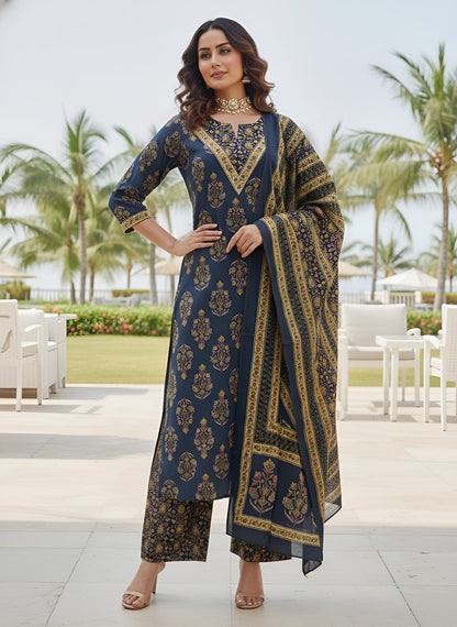 Printed Straight Kurta Set With Dupatta