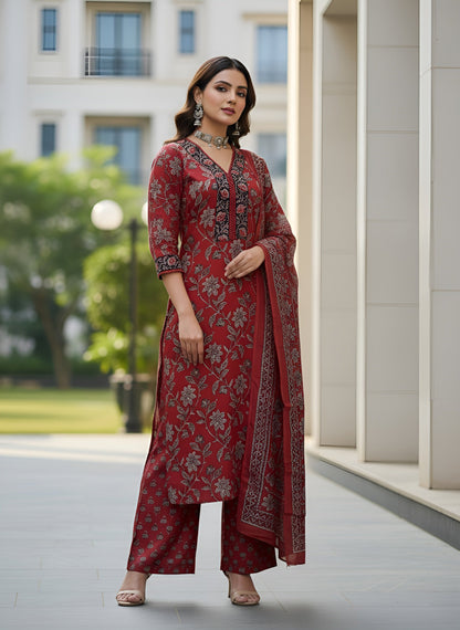Printed Straight Kurta Set With Dupatta