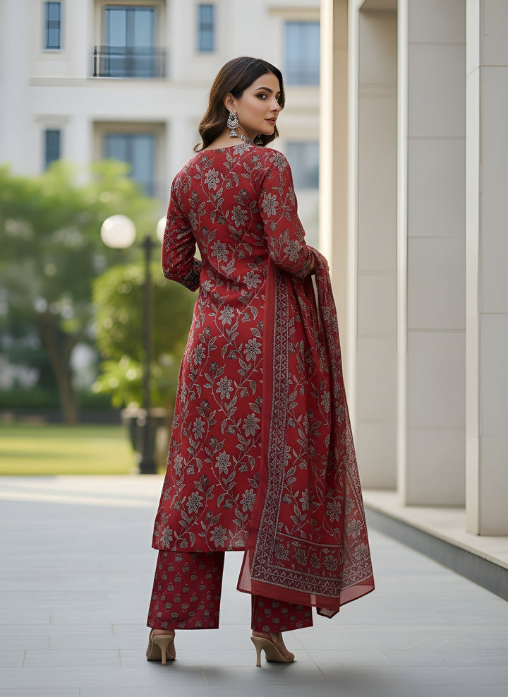 Printed Straight Kurta Set With Dupatta