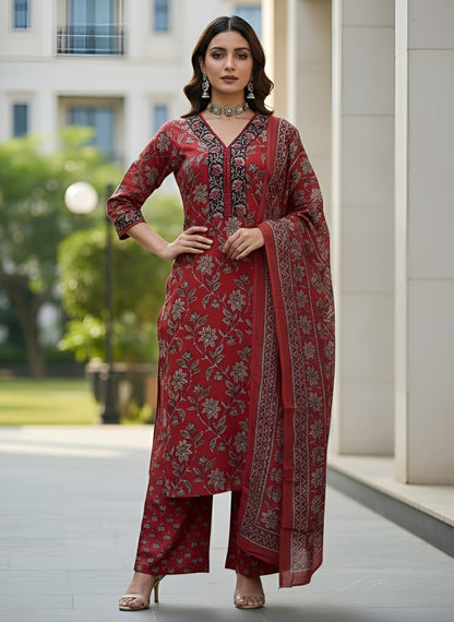 Printed Straight Kurta Set With Dupatta