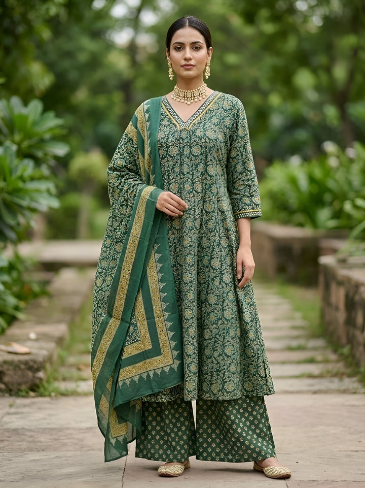 A-Line Kurta Set With Dupatta
