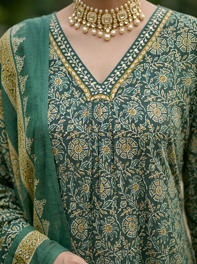 A-Line Kurta Set With Dupatta