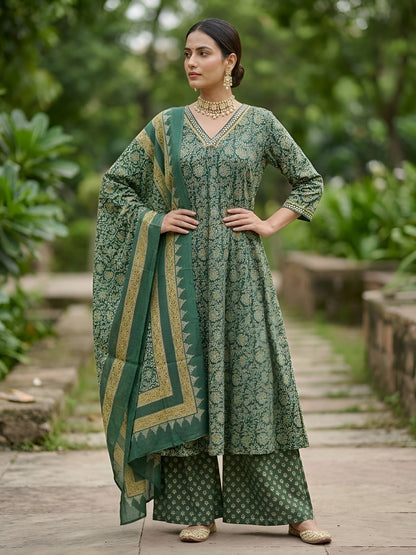 A-Line Kurta Set With Dupatta
