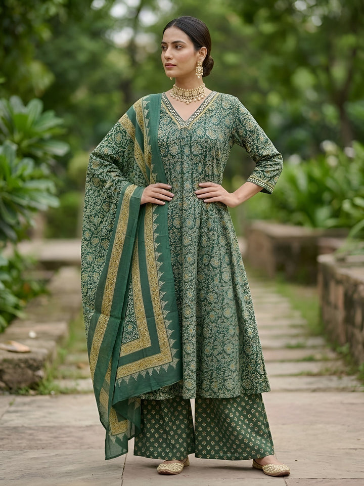A-Line Kurta Set With Dupatta