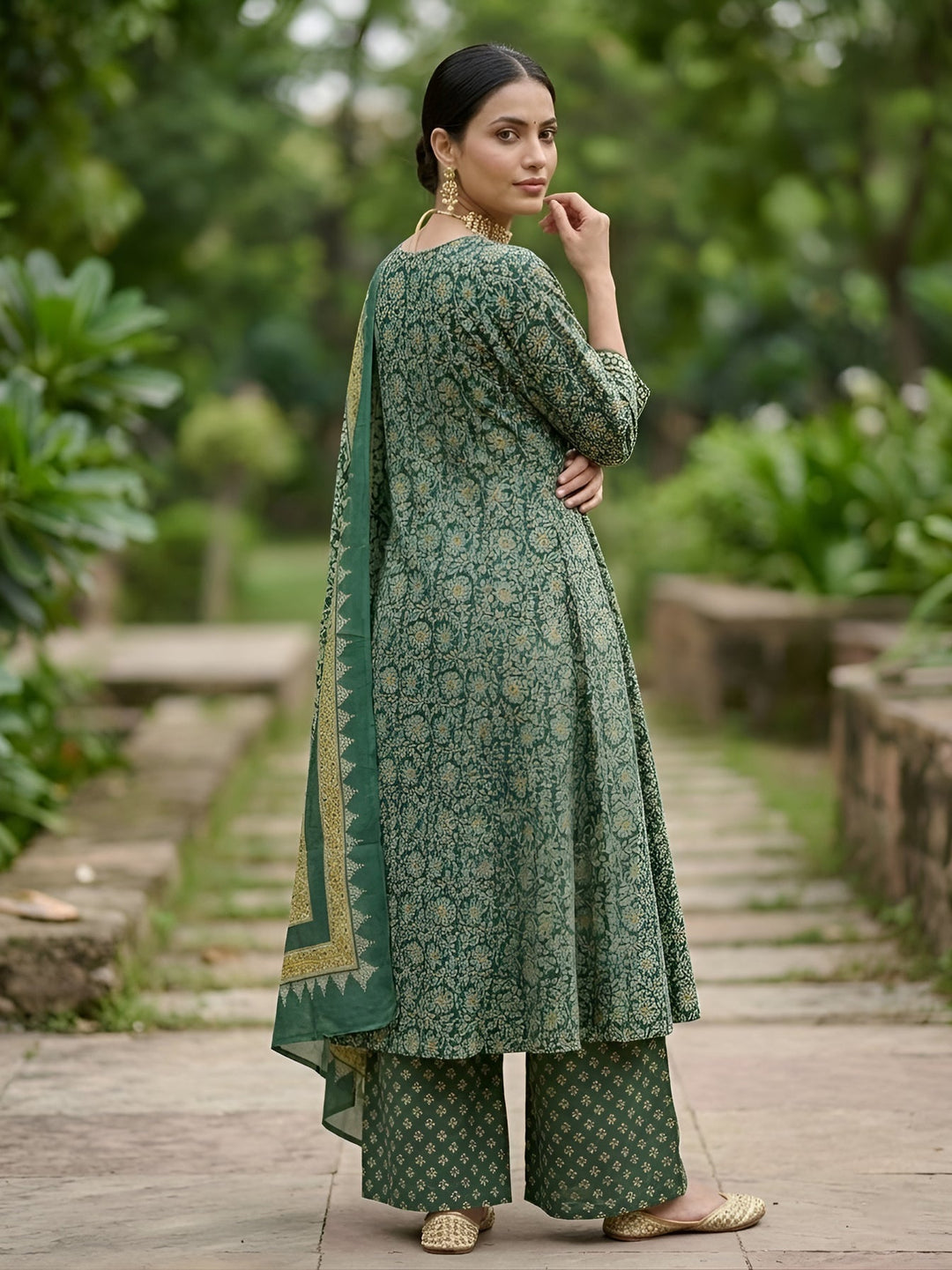 A-Line Kurta Set With Dupatta