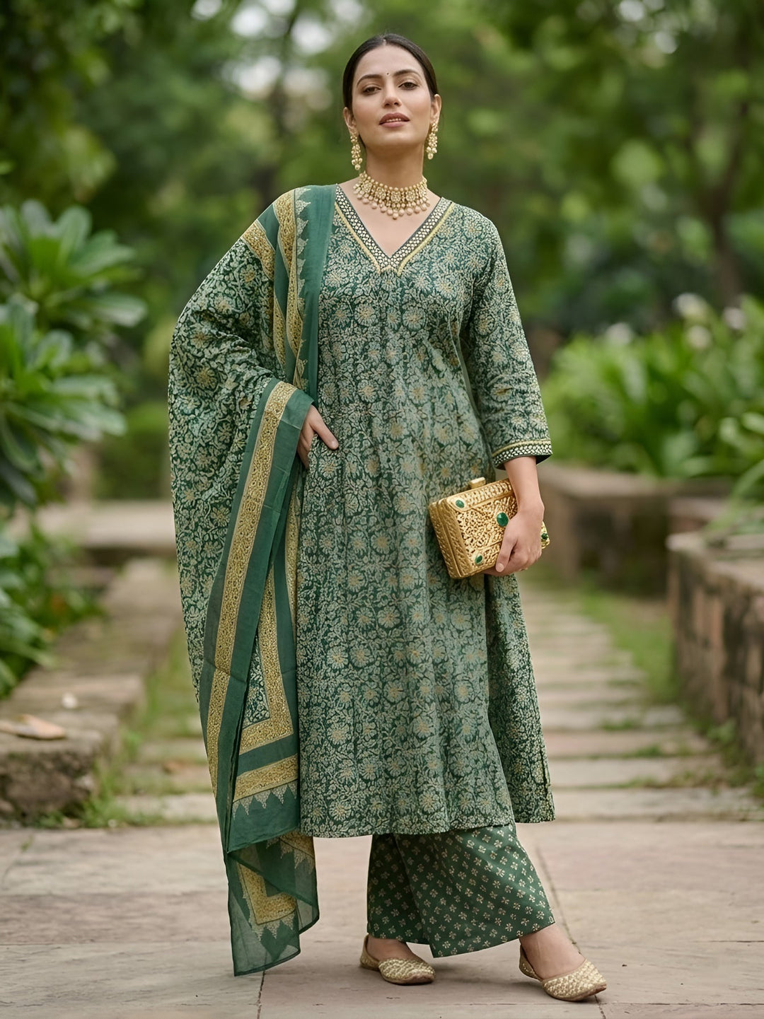 A-Line Kurta Set With Dupatta
