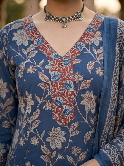 Printed A-Line Kurta Set With Dupatta