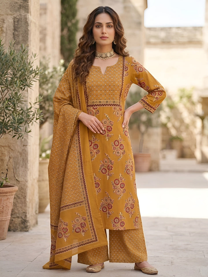 Printed Straight Kurta Set With Dupatta