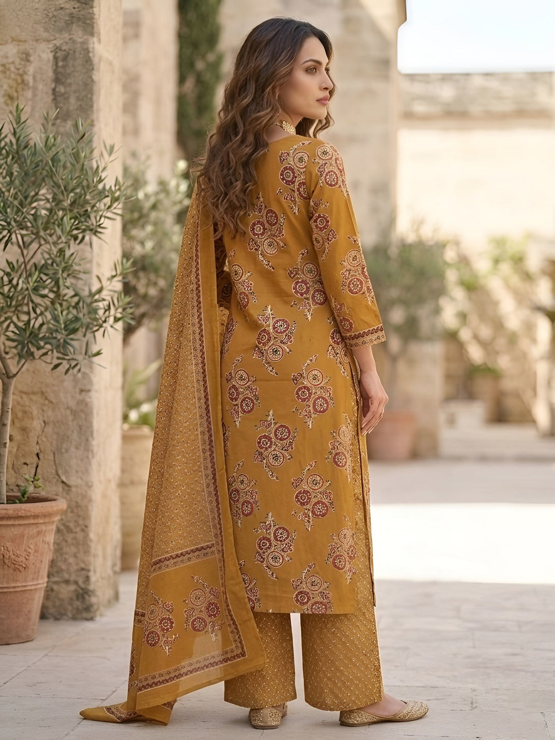 Printed Straight Kurta Set With Dupatta