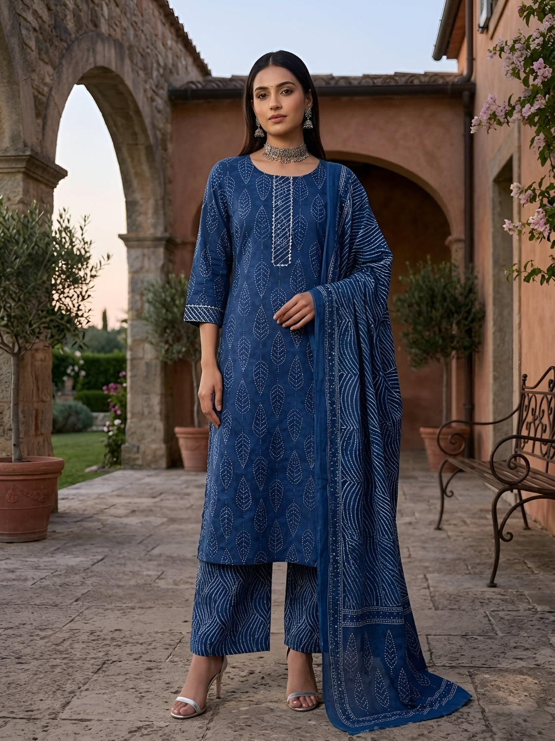 Printed Straight Kurta Set With Dupatta