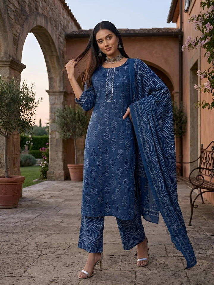 Printed Straight Kurta Set With Dupatta
