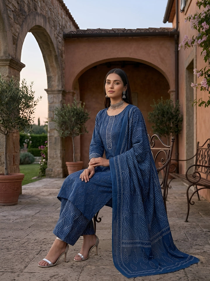 Printed Straight Kurta Set With Dupatta