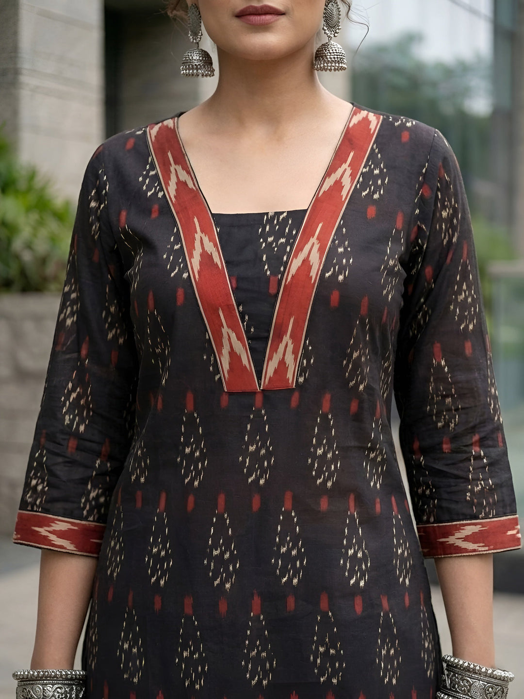 Printed Straight Kurta with Three Quarter Sleeves