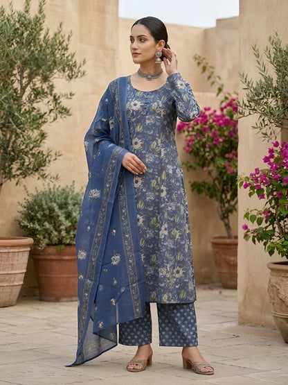 Printed Straight Kurta Set With Dupatta