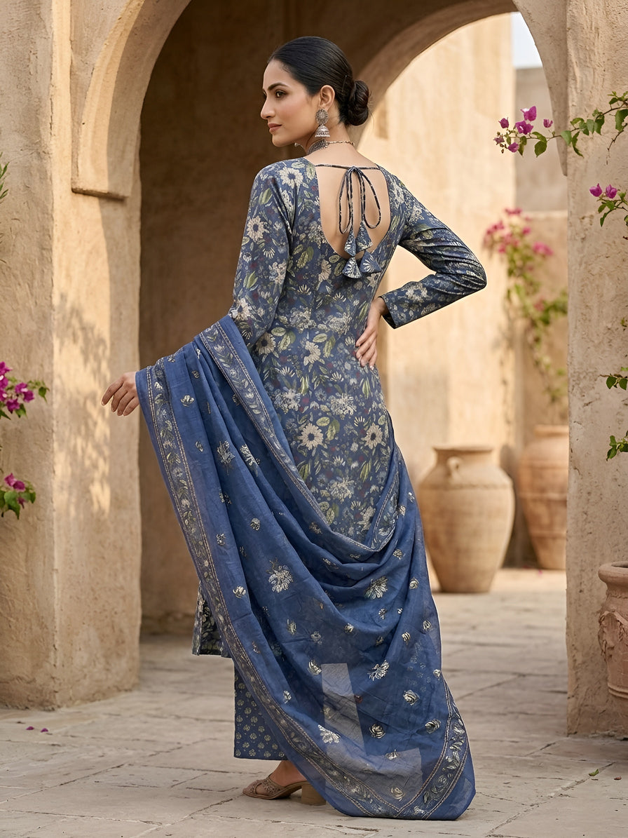 Printed Straight Kurta Set With Dupatta