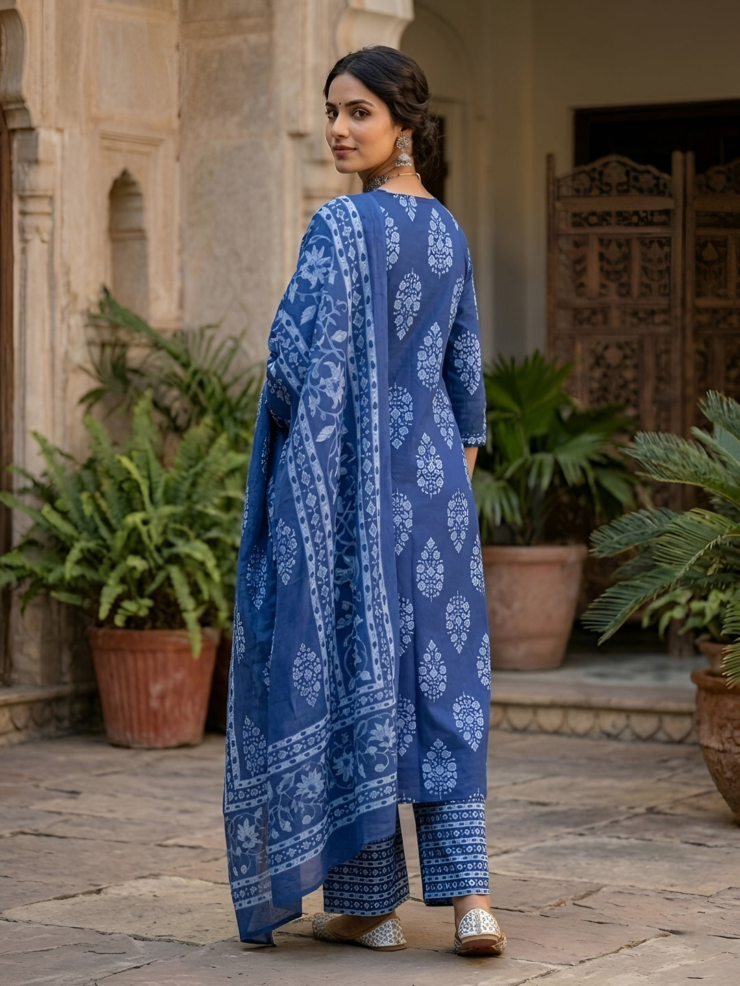 Printed Straight Kurta Set With Dupatta