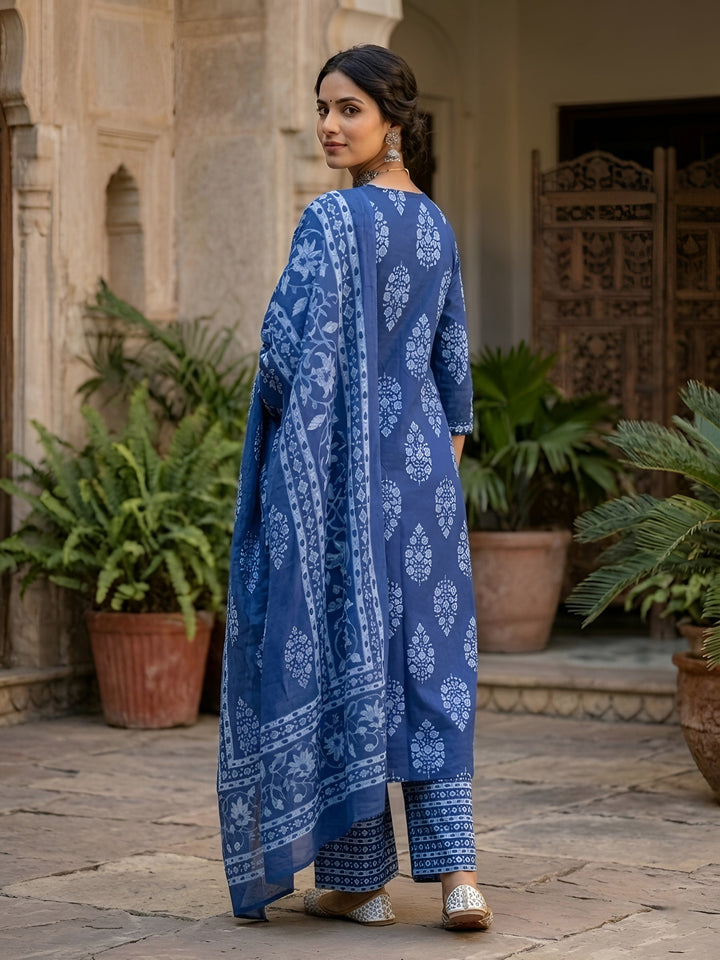 Printed Straight Kurta Set With Dupatta