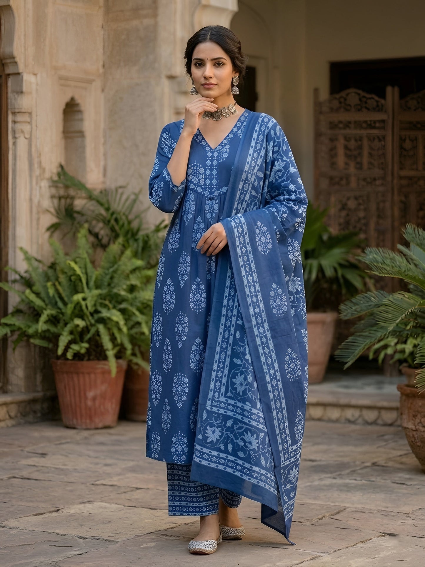 Printed Straight Kurta Set With Dupatta