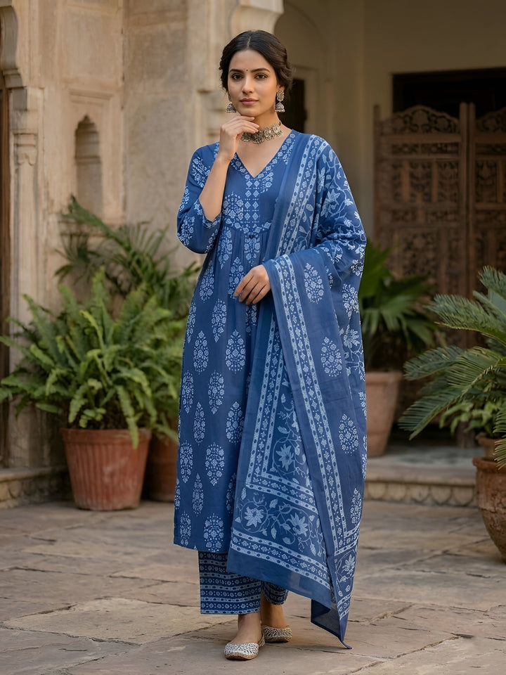 Printed Straight Kurta Set With Dupatta