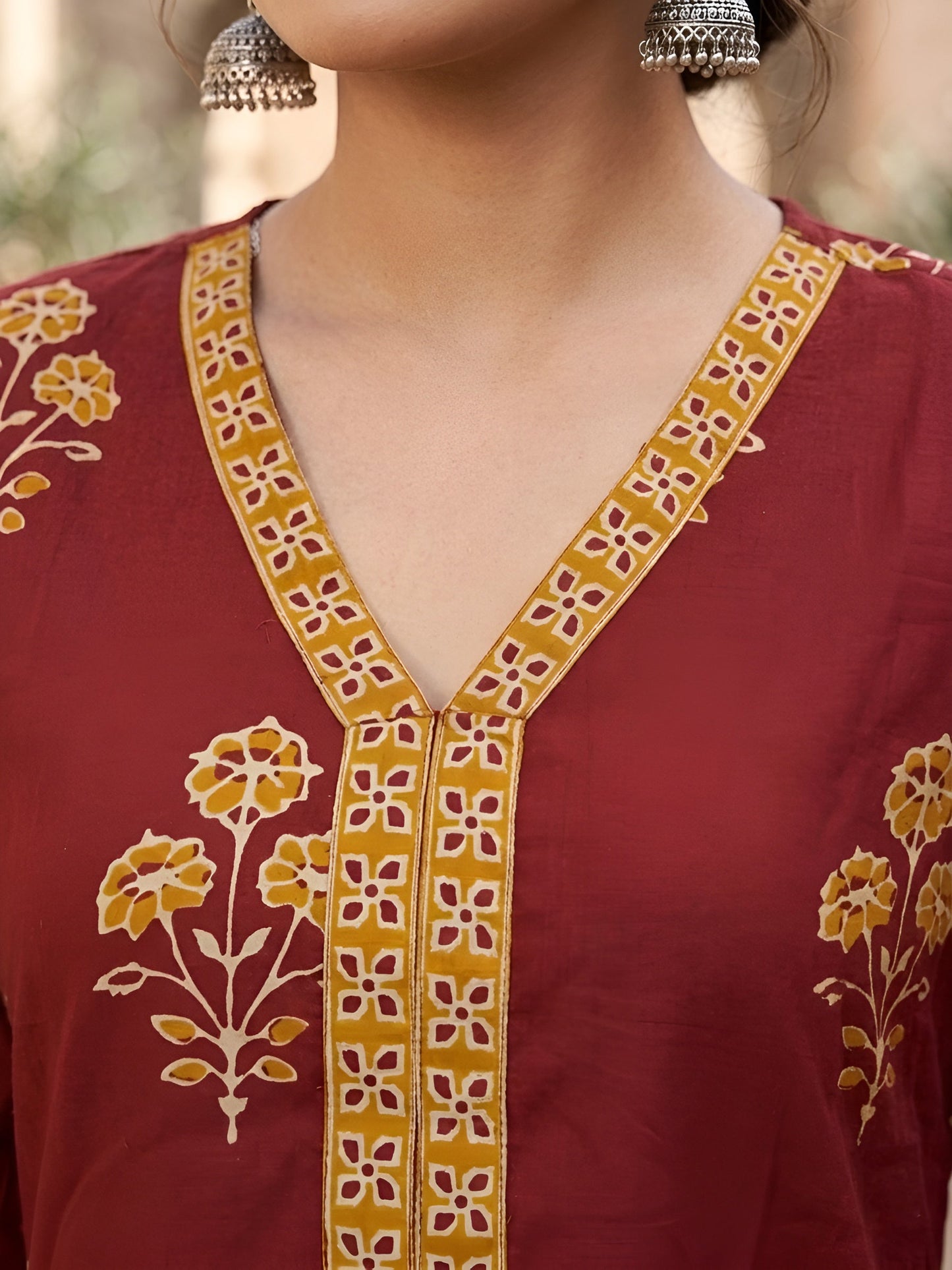 Maroon Printed Straight Tunic