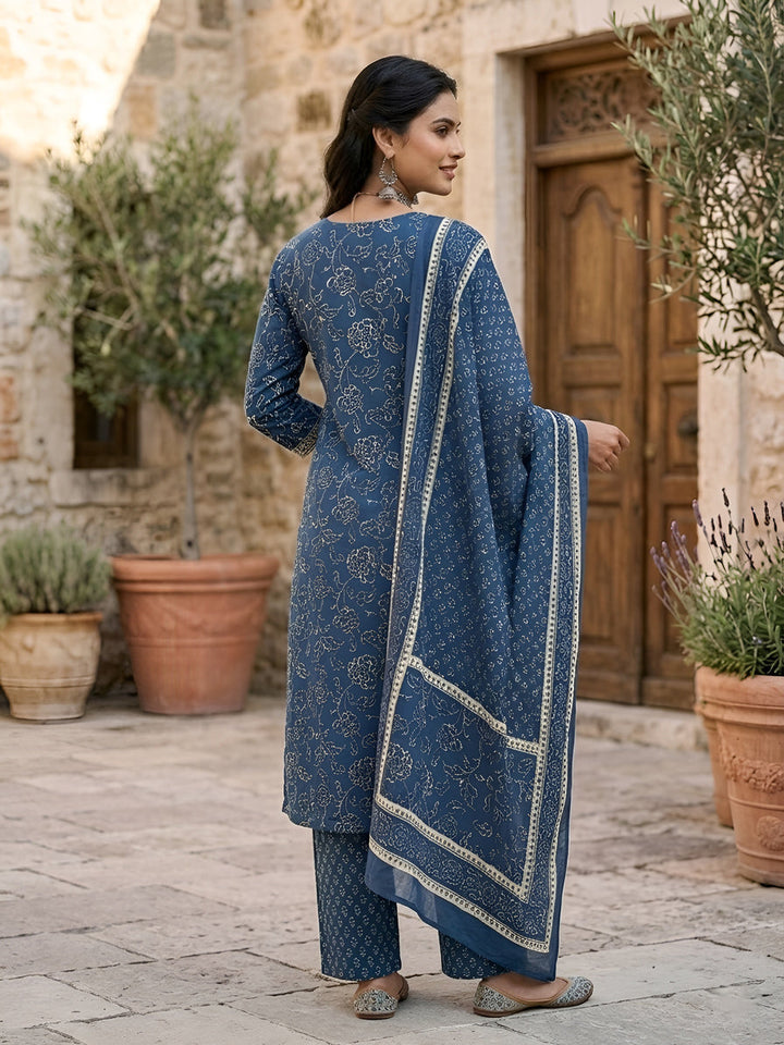 Printed Straight Kurta Set With Dupatta