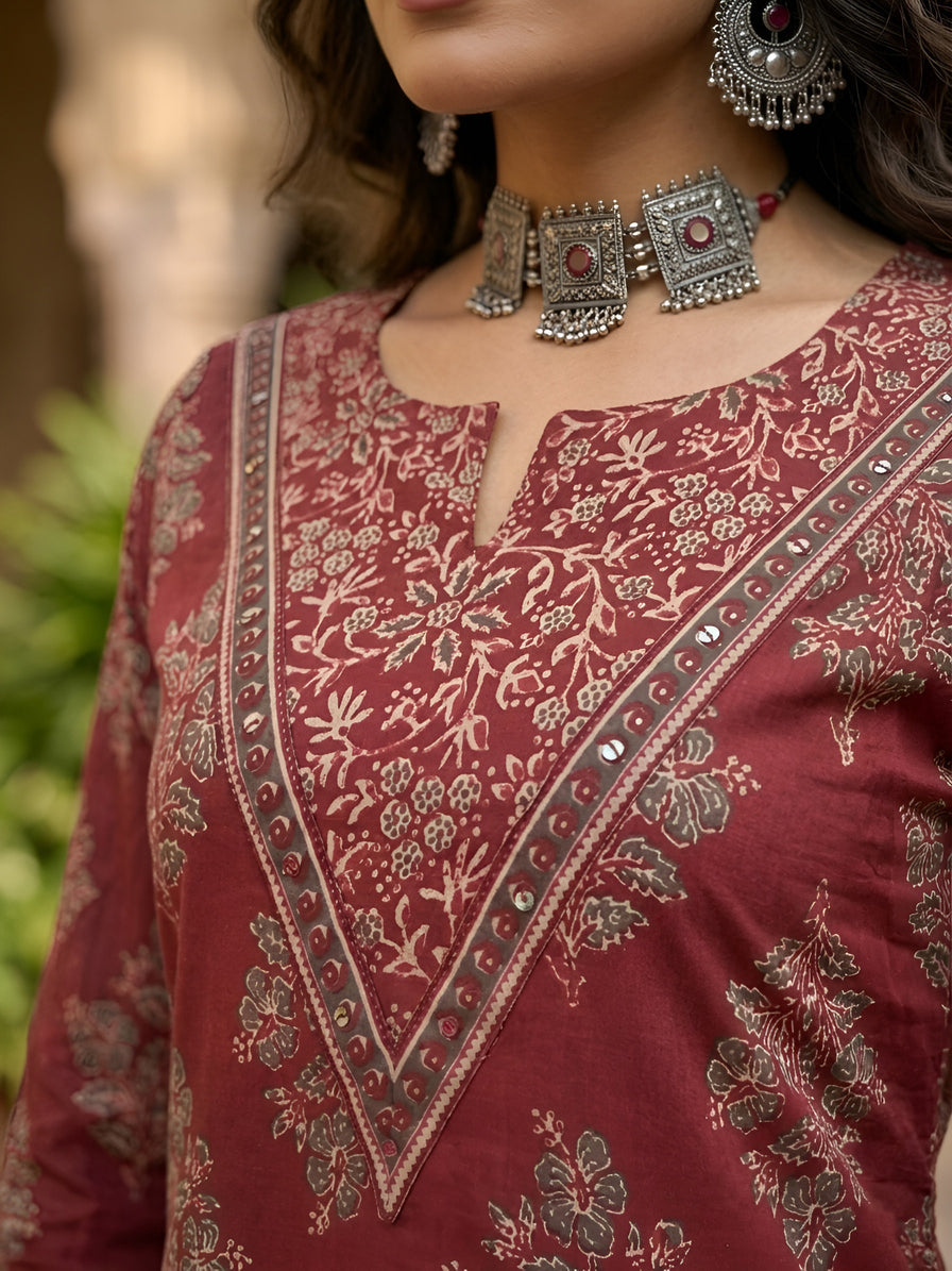 Printed Straight Kurta Set With Dupatta