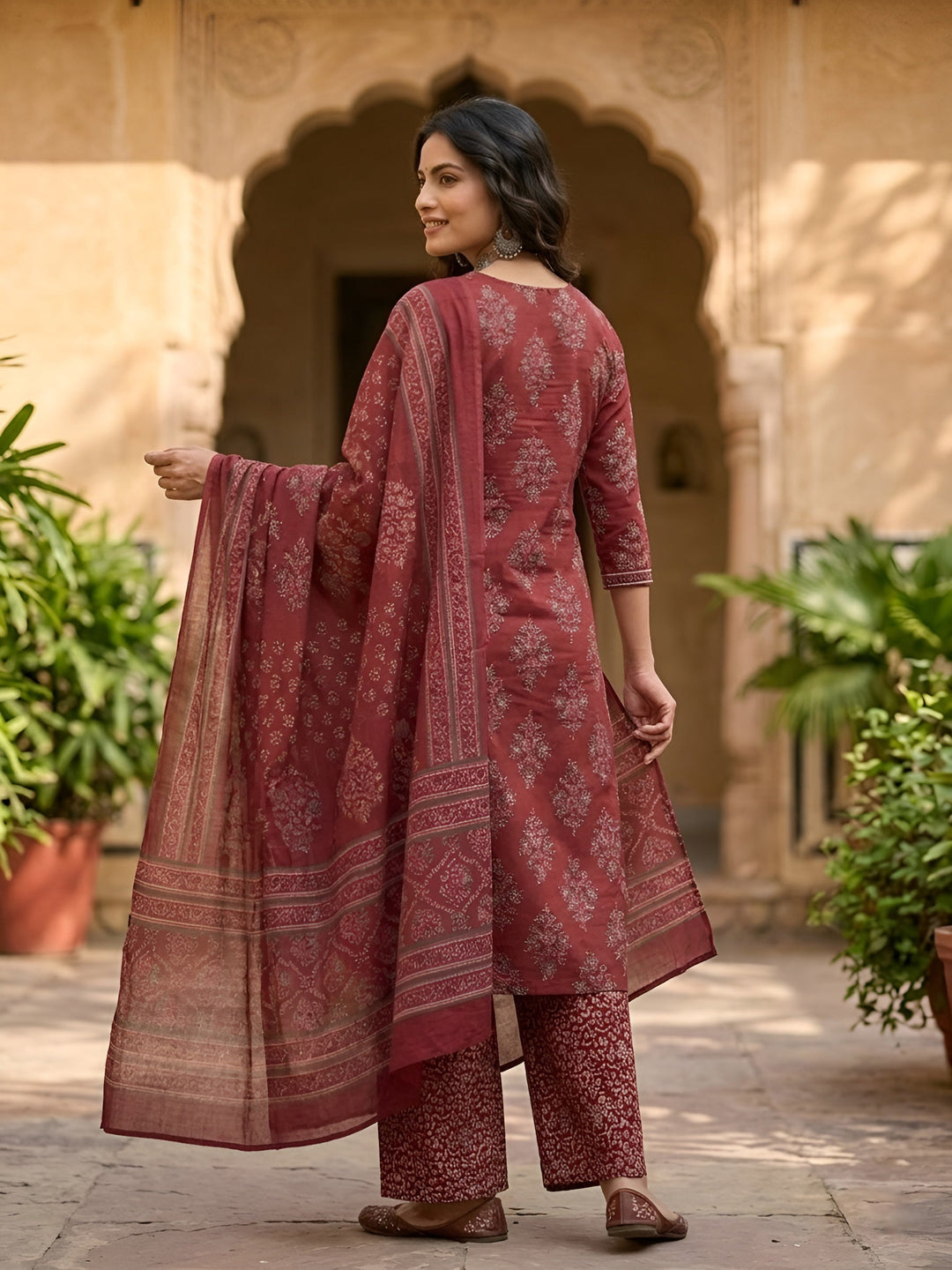 Printed Straight Kurta Set With Dupatta