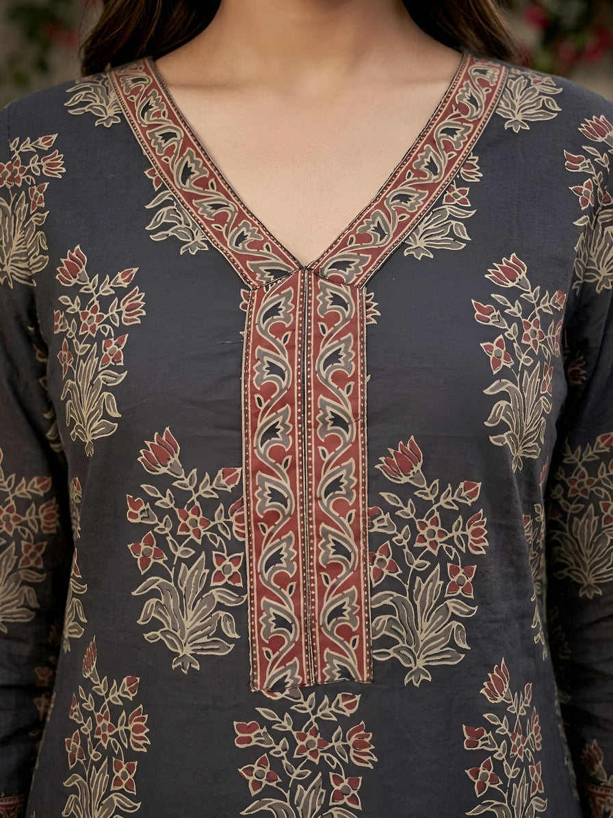 Printed Straight Kurta Set With Dupatta