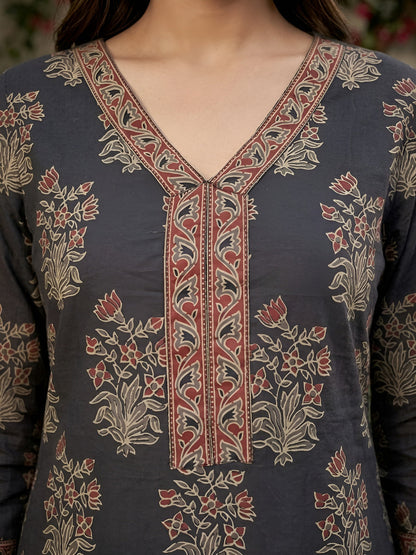 Printed Straight Kurta Set With Dupatta