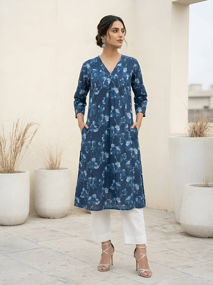 Printed Kurta With Three Quarter Sleeves