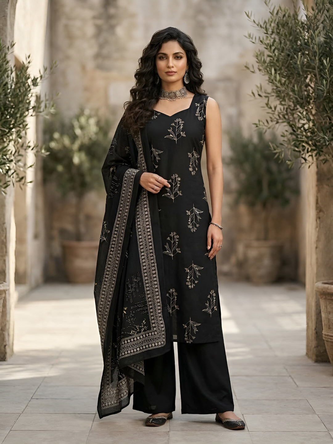 Printed Straight Kurta Set With Dupatta