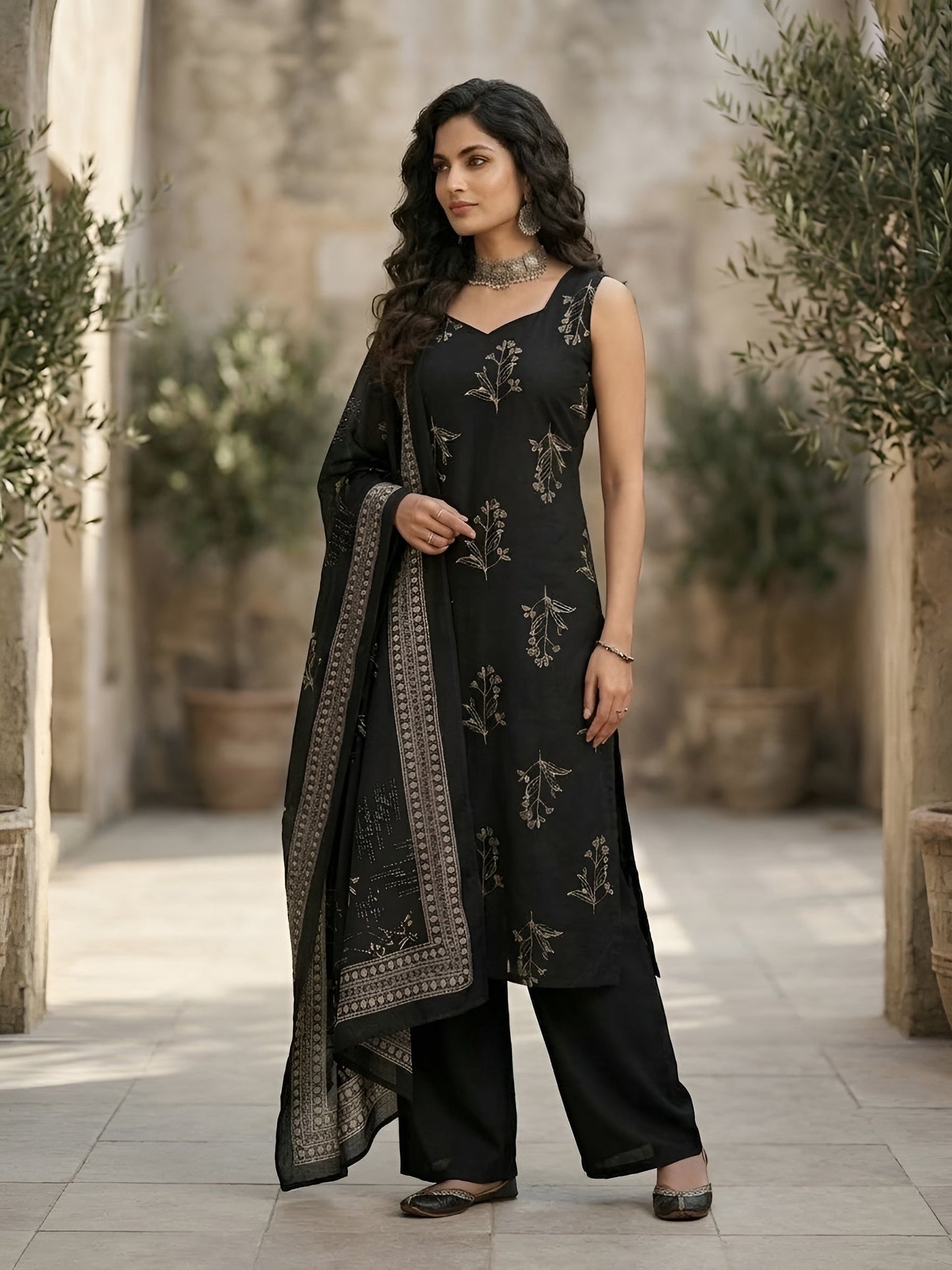 Printed Straight Kurta Set With Dupatta